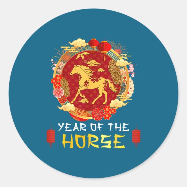 Chinese New Year 2026 Year Of The Horse Chinese Zo Classic Round Sticker (Front)