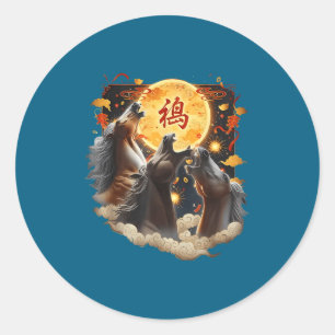 Chinese New Year 2026 Year Of The Horse  Classic Round Sticker
