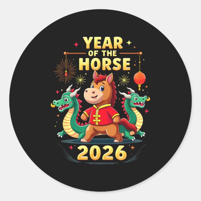 Chinese New Year 2026 Year Of The Horse  Classic Round Sticker (Front)