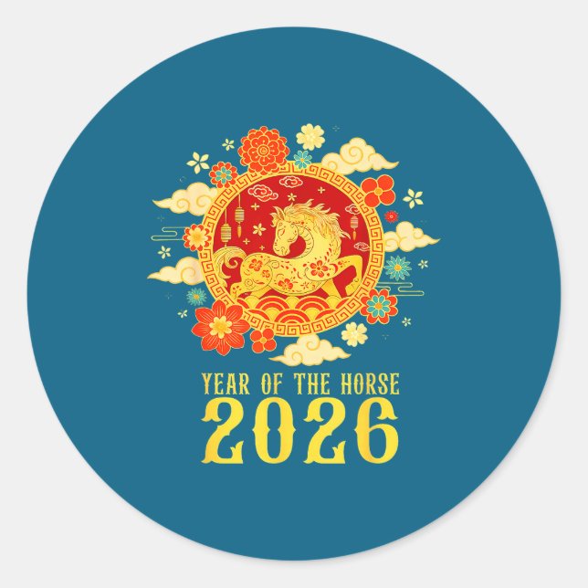Chinese New Year 2026 Year Of The Horse  Classic Round Sticker (Front)
