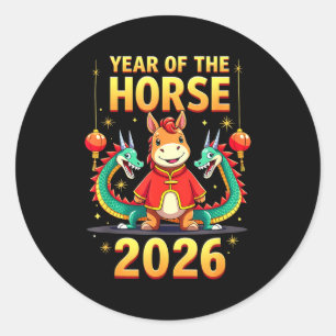 Chinese New Year 2026 Year Of The Horse  Classic Round Sticker