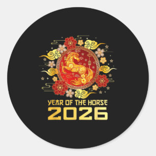 Chinese new year 2026 year of the horse classic round sticker