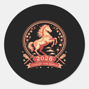 Chinese New Year 2026 Year Of The Horse  Classic Round Sticker