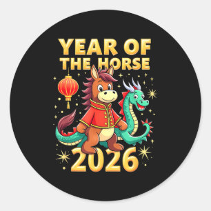 Chinese New Year 2026 Year Of The Horse  Classic Round Sticker