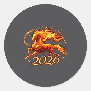 Chinese New Year 2026 Year Of The Horse Fire Horse Classic Round Sticker