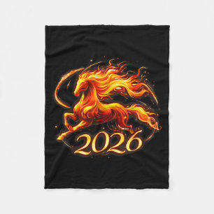 Chinese New Year 2026 Year Of The Horse Fire Horse Fleece Blanket