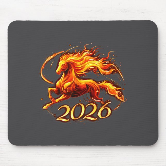 Chinese New Year 2026 Year Of The Horse Fire Horse Mouse Pad (Front)