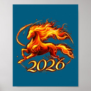 Chinese New Year 2026 Year Of The Horse Fire Horse Poster