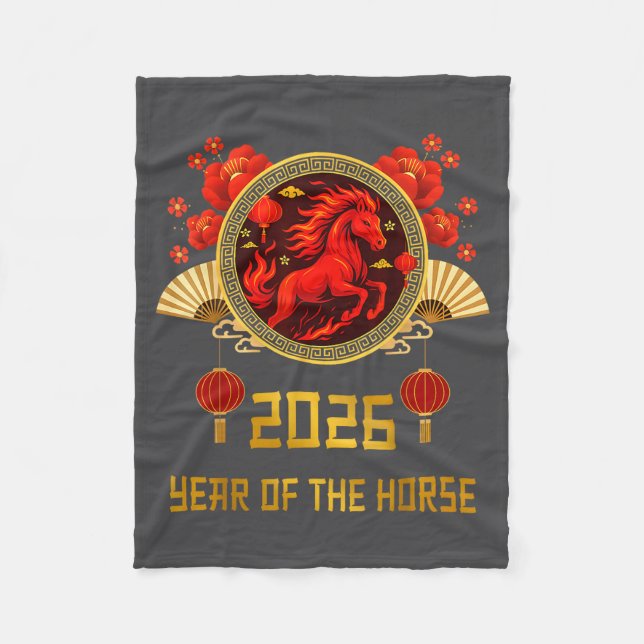 Chinese New Year 2026 Year Of The Horse  Fleece Blanket (Front)