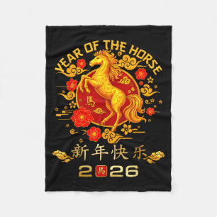 Chinese New Year 2026 Year Of The Horse  Fleece Blanket
