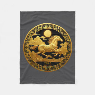 Chinese New Year 2026 Year Of The Horse  Fleece Blanket