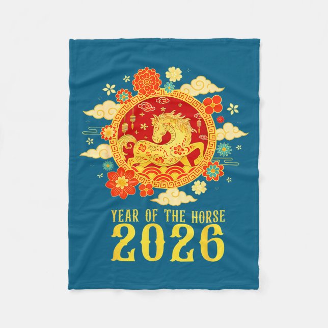Chinese New Year 2026 Year Of The Horse  Fleece Blanket (Front)