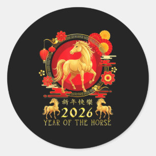 Chinese New Year 2026 Year Of The Horse For Women  Classic Round Sticker
