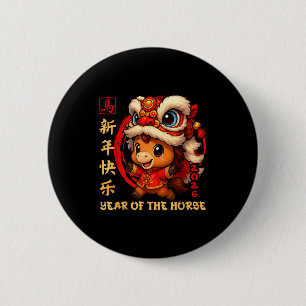 Chinese New Year 2026 Year Of The Horse Funny Happ 6 Cm Round Badge