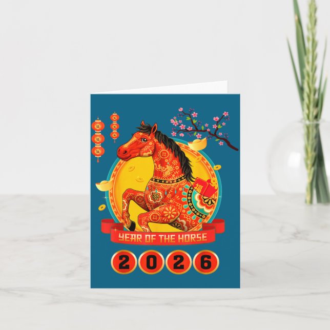 Chinese New Year 2026 Year Of The Horse Happy Luna Card (Front)
