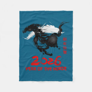Chinese New Year 2026 Year Of The Horse Happy Luna Fleece Blanket