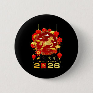Chinese New Year 2026 Year Of The Horse Happy New 6 Cm Round Badge