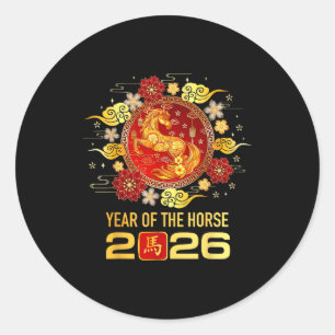 Chinese New Year 2026 Year Of The Horse Happy New  Classic Round Sticker