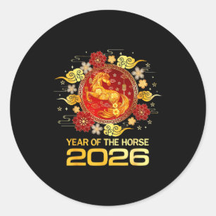 Chinese New Year 2026 Year Of The Horse Happy New  Classic Round Sticker