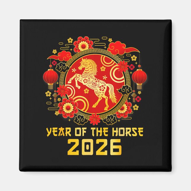 Chinese New Year 2026 Year Of The Horse Happy New  Magnet (Front)