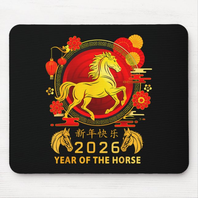 Chinese New Year 2026 Year Of The Horse Happy New  Mouse Pad (Front)