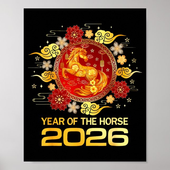 Chinese New Year 2026 Year Of The Horse Happy New  Poster (Front)