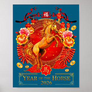 Chinese New Year 2026 Year Of The Horse Happy New  Poster