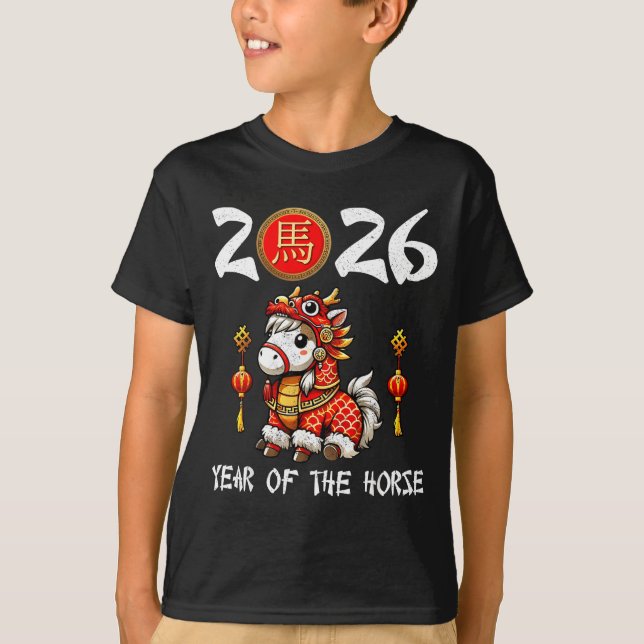 Chinese New Year 2026 Year Of The Horse Happy New  T-Shirt (Front)