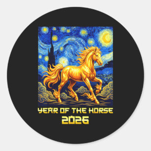 Chinese New Year 2026 Year Of The Horse Lunar New Classic Round Sticker