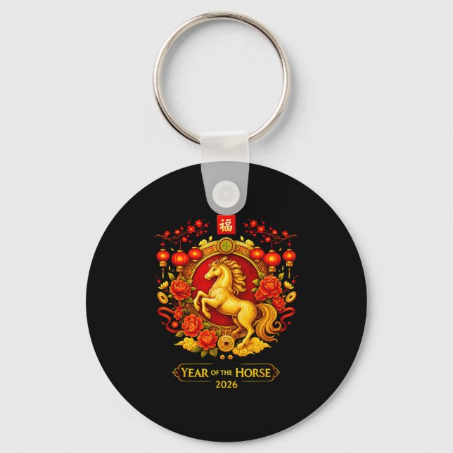 Chinese New Year 2026 Year Of The Horse Lunar New  Key Ring (Front)