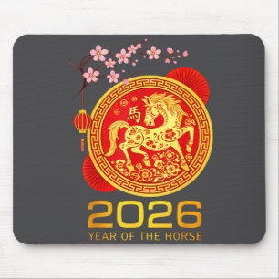 Chinese New Year 2026 Year Of The Horse Lunar New  Mouse Pad