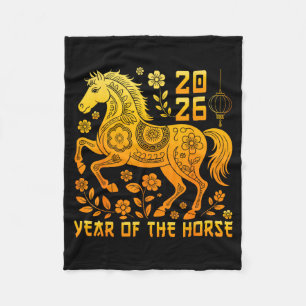 Chinese New Year 2026 Year Of The Horse Lunar Zodi Fleece Blanket