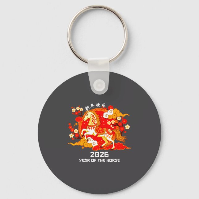 Chinese New Year 2026 Year Of The Horse Shirt Men  Key Ring (Front)