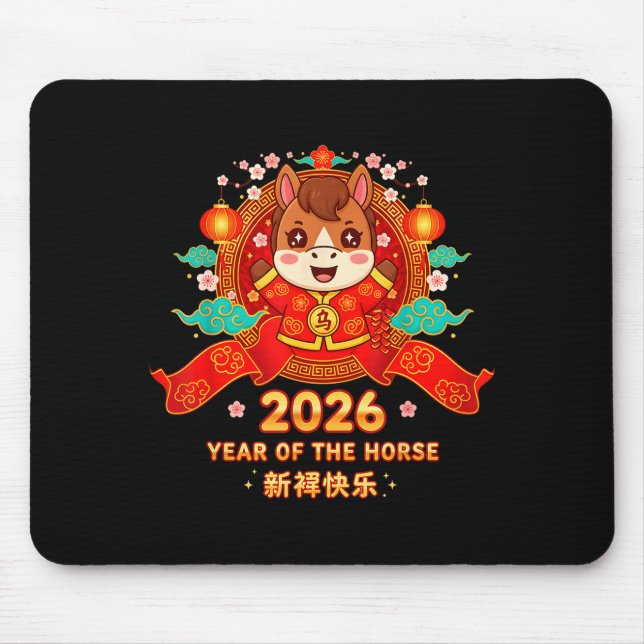 Chinese New Year 2026 Year Of The Horse Toddler Ki Mouse Pad (Front)