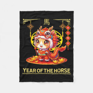 Chinese New Year 2026 Zodiac Year Of Horse For Kid Fleece Blanket