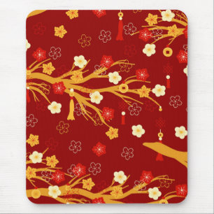 Chinese New Year Branches and Tassels Mouse Pad