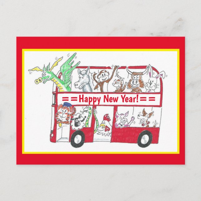 Chinese New Year Bus - Year of the Tiger Postcard (Front)