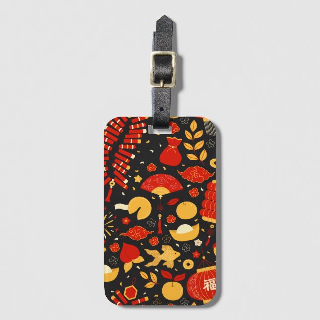 Chinese New Year Celebration Party Luggage Tag (Front Vertical)