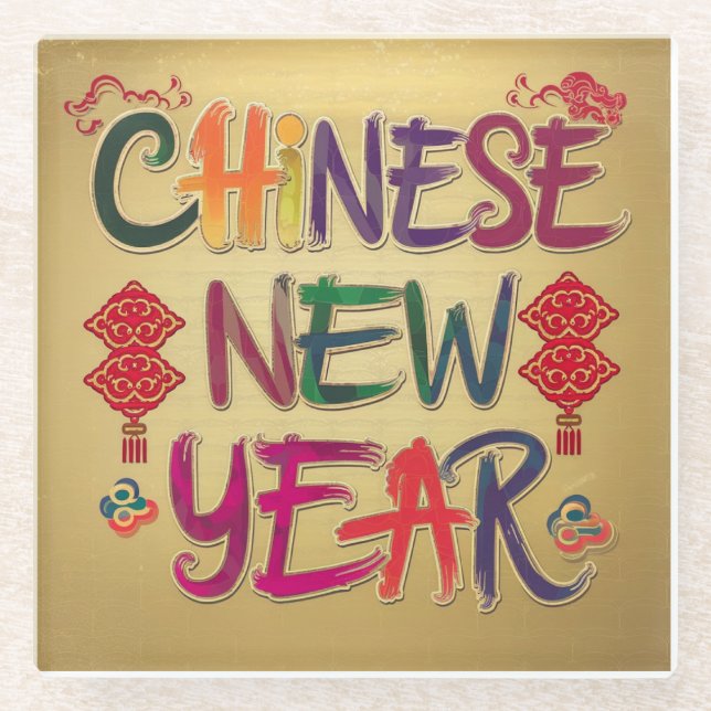 Chinese New year change Glass Coaster (Front)