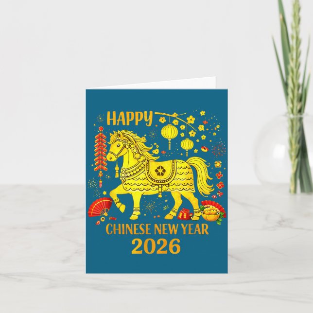 Chinese New Year Clothing Year Of The Horse 2026  Card (Front)
