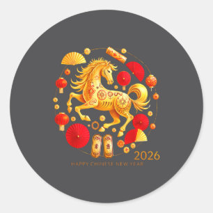 Chinese New Year Clothing Year Of The Horse 2026  Classic Round Sticker