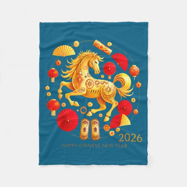 Chinese New Year Clothing Year Of The Horse 2026  Fleece Blanket (Front)