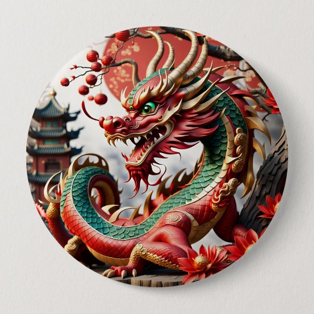 Chinese New Year Dragon 2024 But02 10 Cm Round Badge (Front)