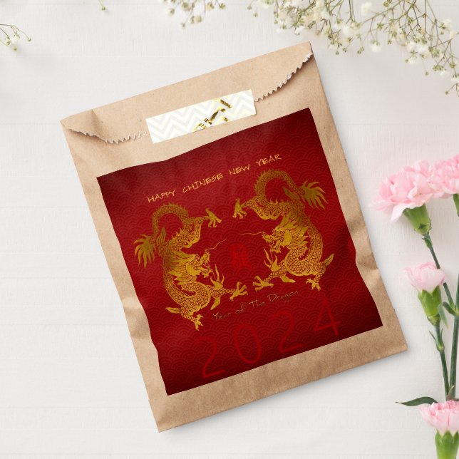 Chinese New Year Dragon 2024 Double Dragon FBg Favour Bags (Sealed)