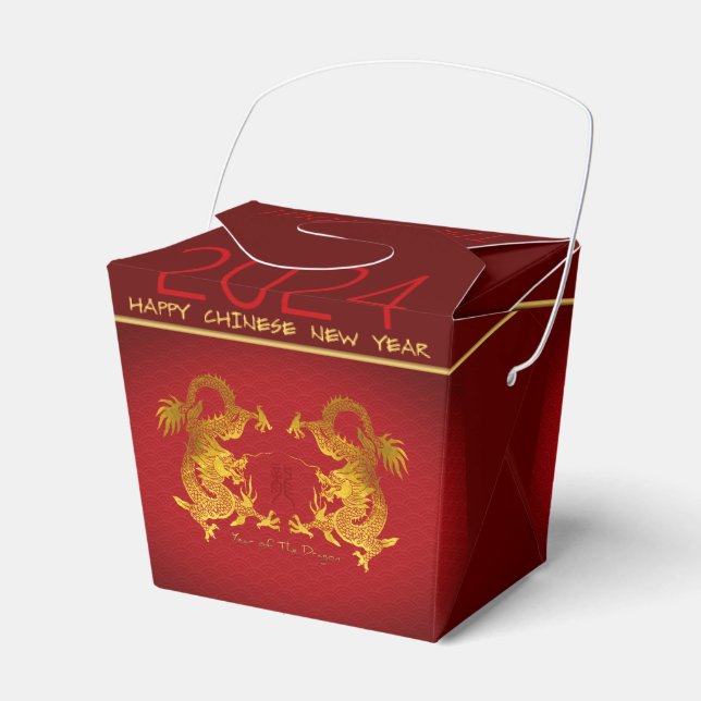 Chinese New Year Dragon 2024 Double Dragons TOFB Favour Box (Front Side)