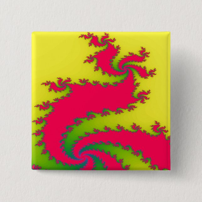 Chinese New Year Dragon Fractal Button (Front)