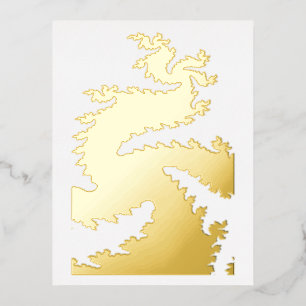 Chinese New Year Dragon Fractal Foil Holiday Postcard