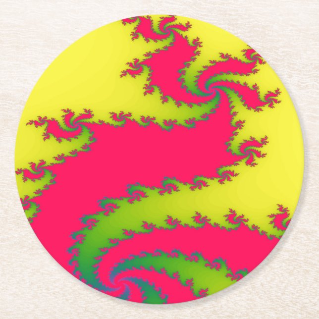 Chinese New Year Dragon Fractal Paper Coasters (Front)
