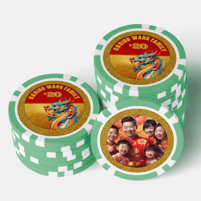 Chinese New Year Dragon personalised Photo poC Poker Chips (Stack)