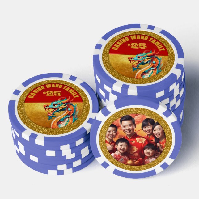 Chinese New Year Dragon personalised Photo poC Poker Chips (Stack)